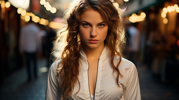 portrait of a young beautiful girl on the street