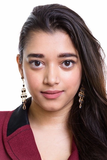 Portrait of young beautiful Indian businesswoman face