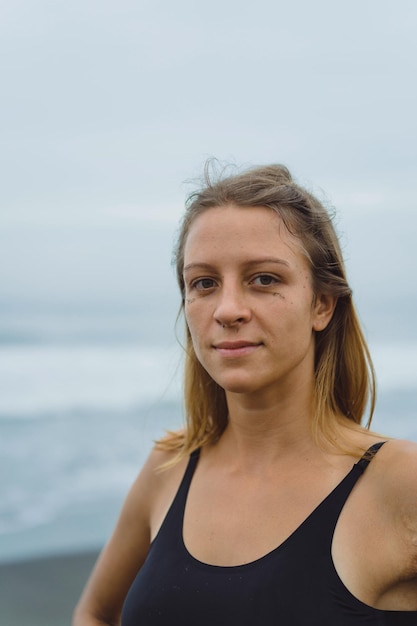 Portrait of a young beautiful woman. Close-up.