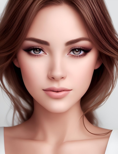 Portrait of young beautiful woman Digitally AI generated image