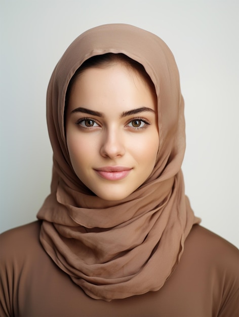 Portrait of a young beautiful woman in a hijab with a soft smile