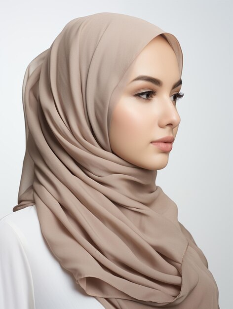 Portrait of a young beautiful woman in a hijab with a soft smile