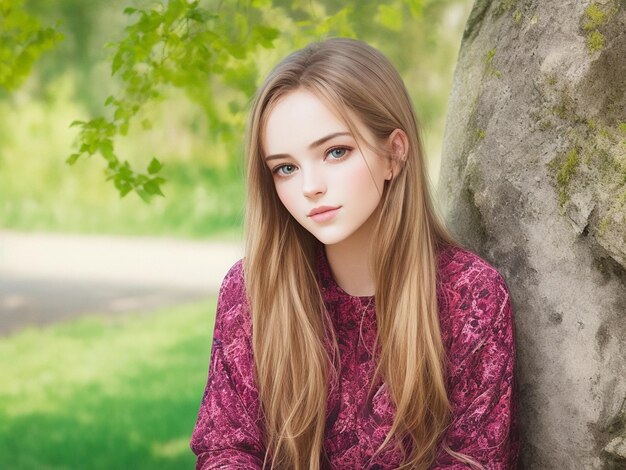 Portrait of young beautiful woman outdoors