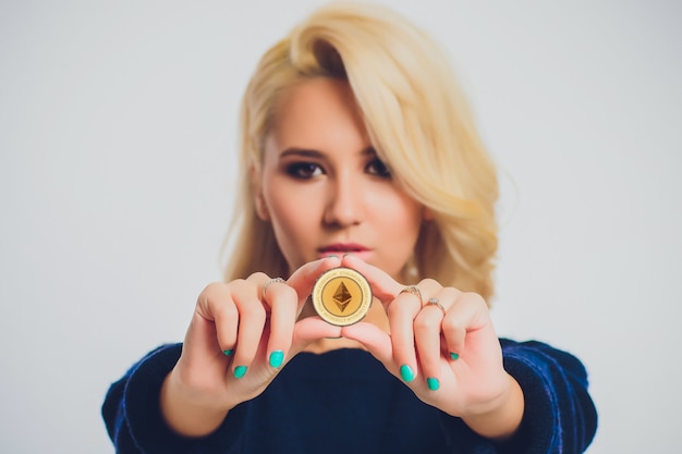 Portrait young blonde businesswoman