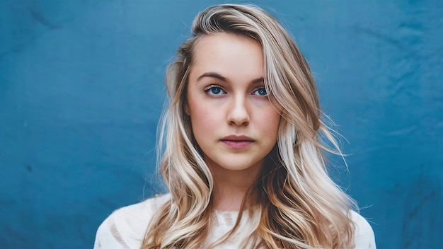 Portrait of young blonde woman