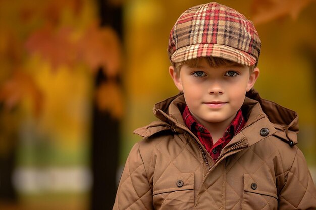 Portrait of a Young Boy Dressed for Autumn