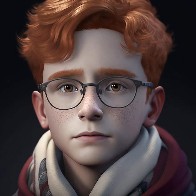 A portrait of a young boy with brown eyes generated using ai