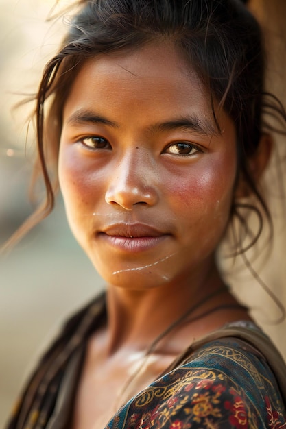 Portrait of a young Burmese woman 68 per cent of Myanma people belong to Bamar ethnic group