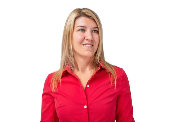 Portrait of a young business woman isolated on white background