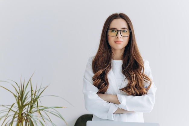 Portrait of a young business woman in an office