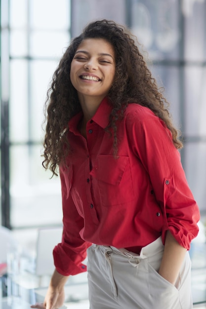 Portrait of a young business woman in an office