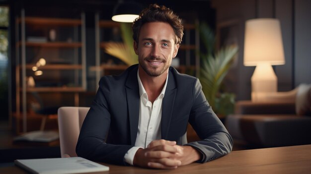 portrait of young businessman smiling at camera