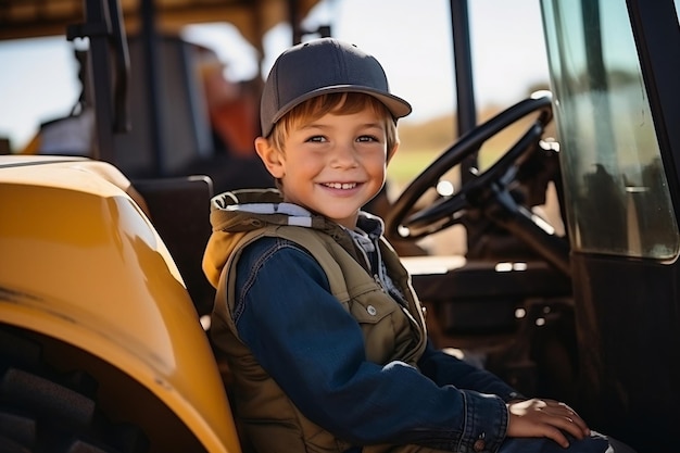 Portrait of a young Caucasian male farmer in a countryside setting Generative Ai