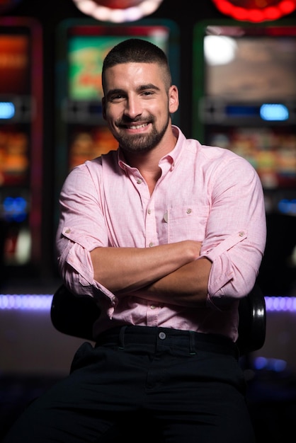 Portrait of a Young Caucasian Man in Casino