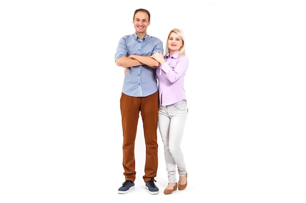 portrait of young couple isolated on white