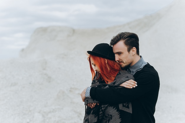 portrait of a young couple in love hipster