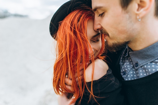 portrait of a young couple in love hipster