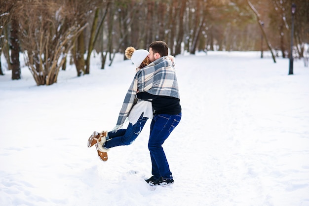 Portrait of a young couple in the park