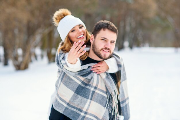 Portrait of a young couple in the park