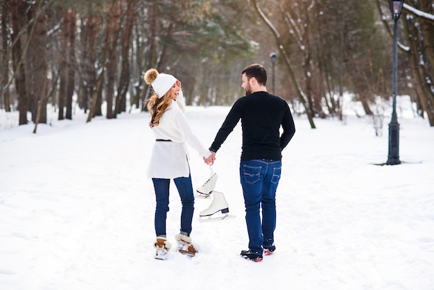 Portrait of a young couple in the park