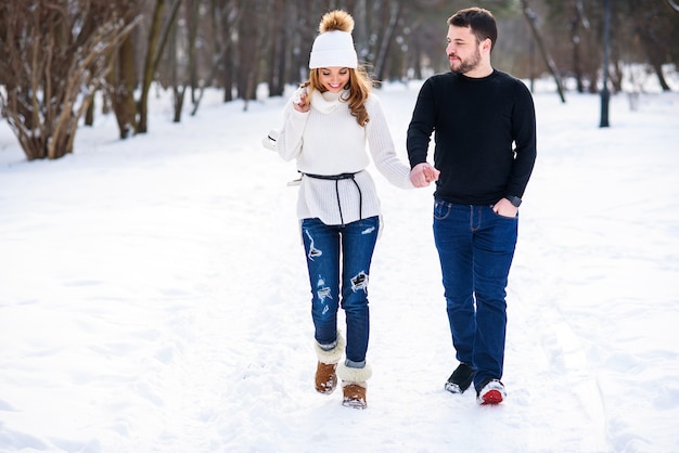 Portrait of a young couple in the park