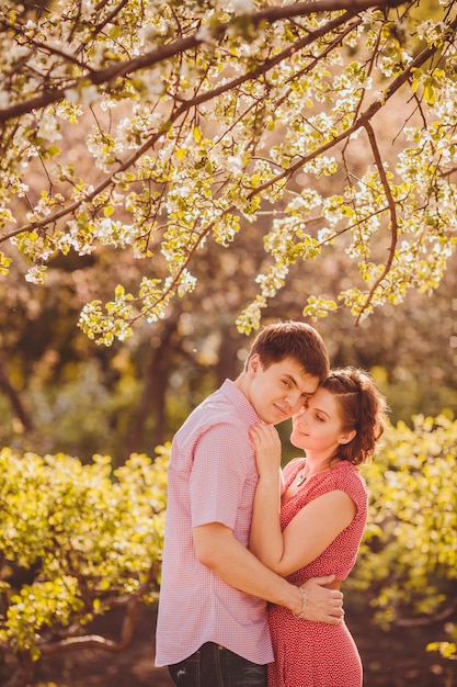 Portrait of young couple in park