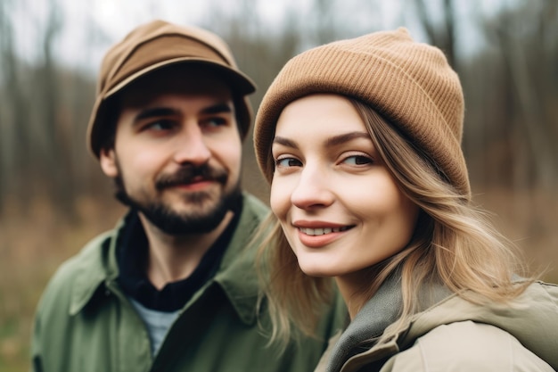 Portrait of a young couple spending the day outdoors created with generative ai