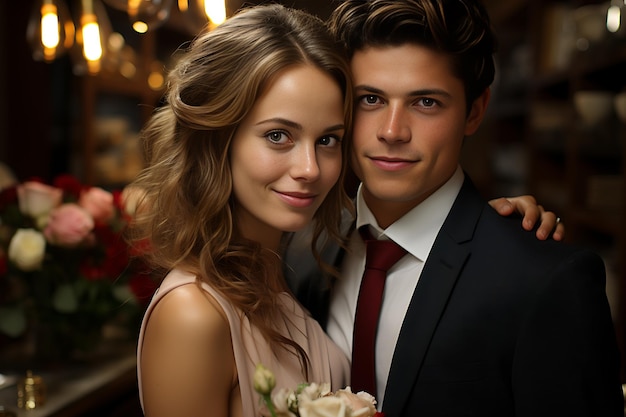 portrait of young couple in wedding day