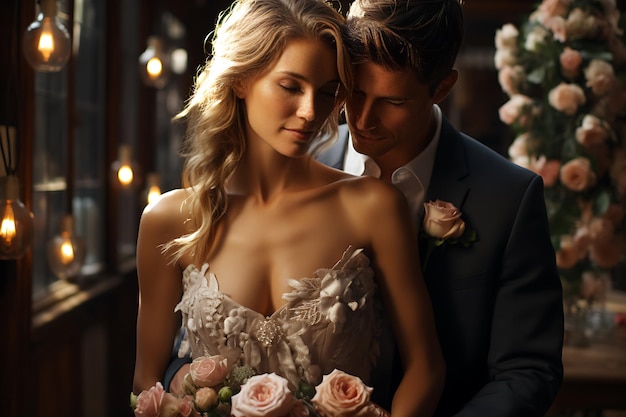 portrait of young couple in wedding day