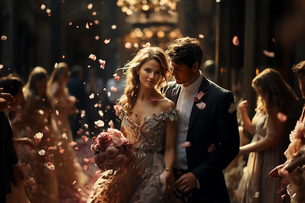 portrait of young couple in wedding day