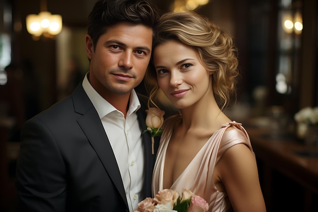 portrait of young couple in wedding day