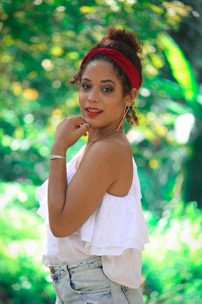 Portrait of a young cuban woman outdoor