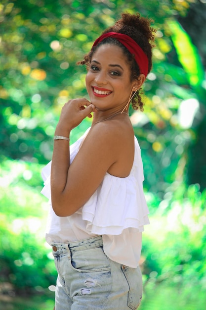 Portrait of a young cuban woman outdoor