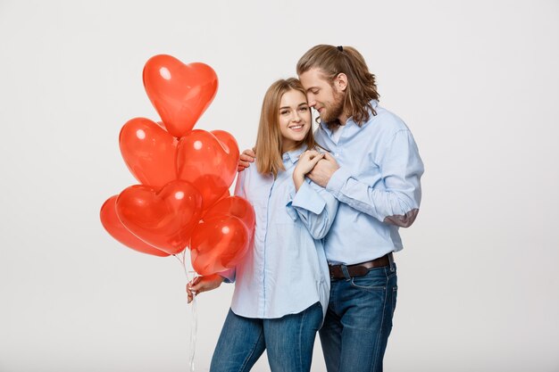 Portrait of young fashionable caucasian couple 