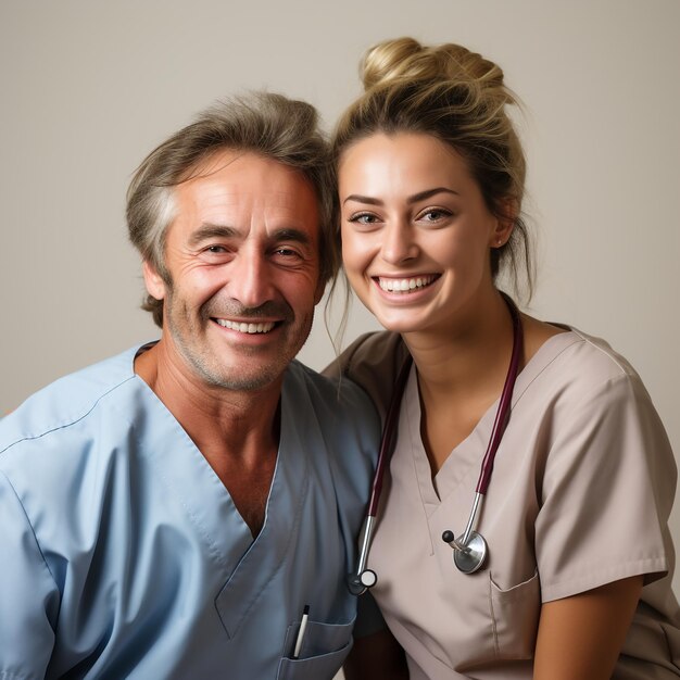 Portrait of a young female nurse caring for a happy