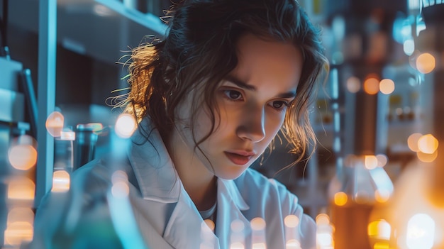 portrait of young female scientist looking at camera while working in laboratory