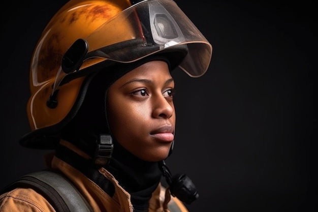 Portrait of a young firefighter in full gear created with generative ai