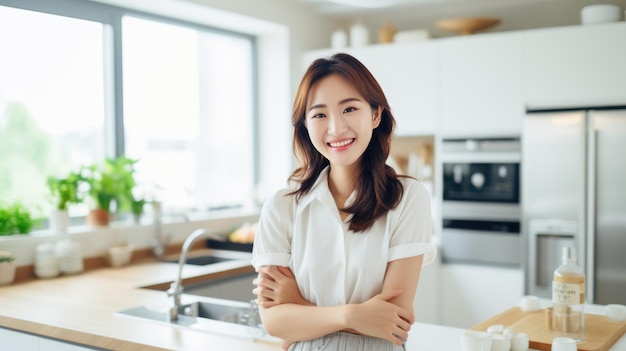 Портрет молодой девушки на кухне