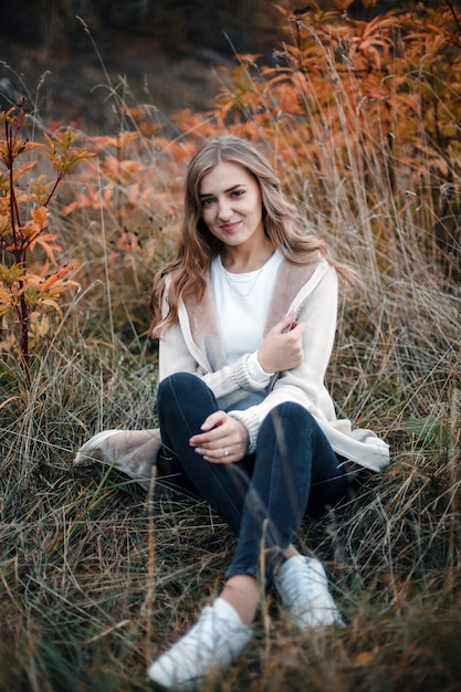 portrait of a young girl on nature