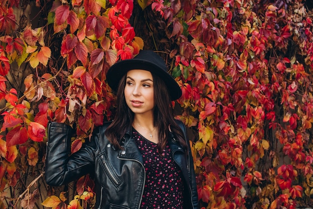 portrait of a young girl posing in the city 