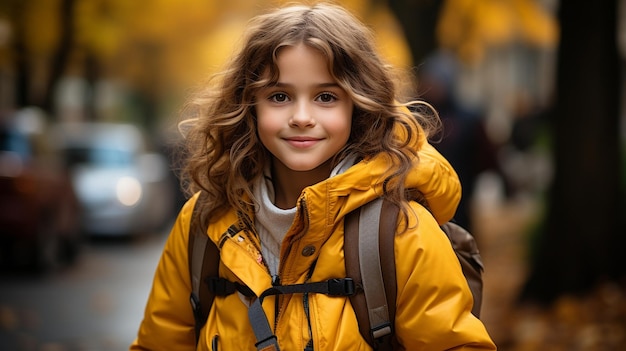 Portrait of a Young Girl Returning to School