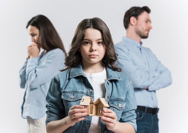 Portrait of young girl sad for family breakup