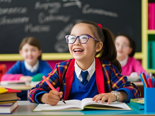 Portrait of Young Girl Student Attending School