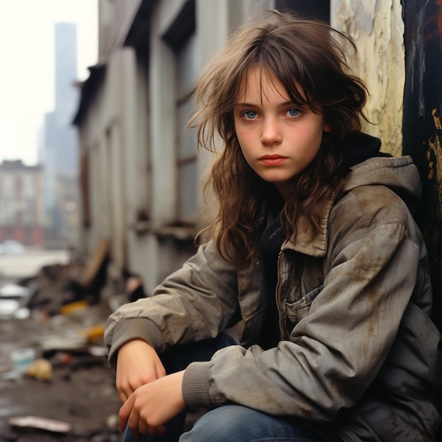 Portrait of a young girl in an urban setting