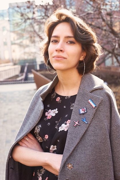 Portrait of a young girl wearing a stylish outfit