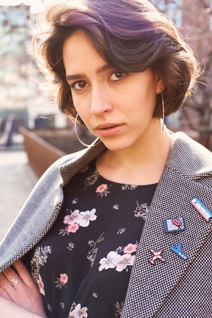 Portrait of a young girl wearing a stylish outfit