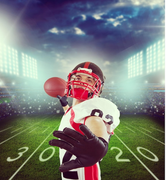 portrait of young handsome man american football player