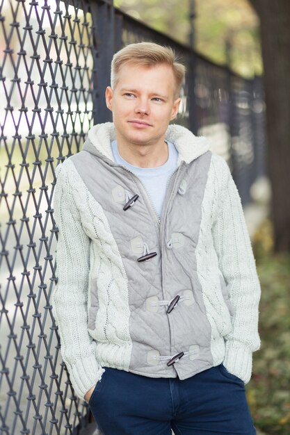 Portrait of young handsome man outdoor