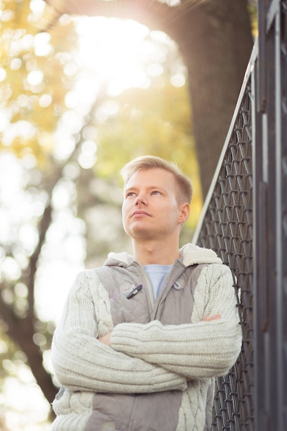 Portrait of young handsome man outdoor