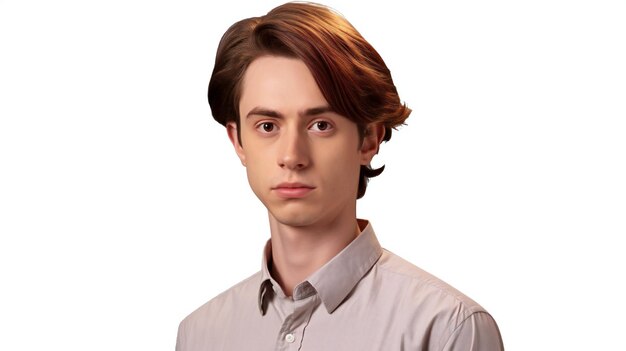 Portrait of a young handsome man in a shirt on a white background